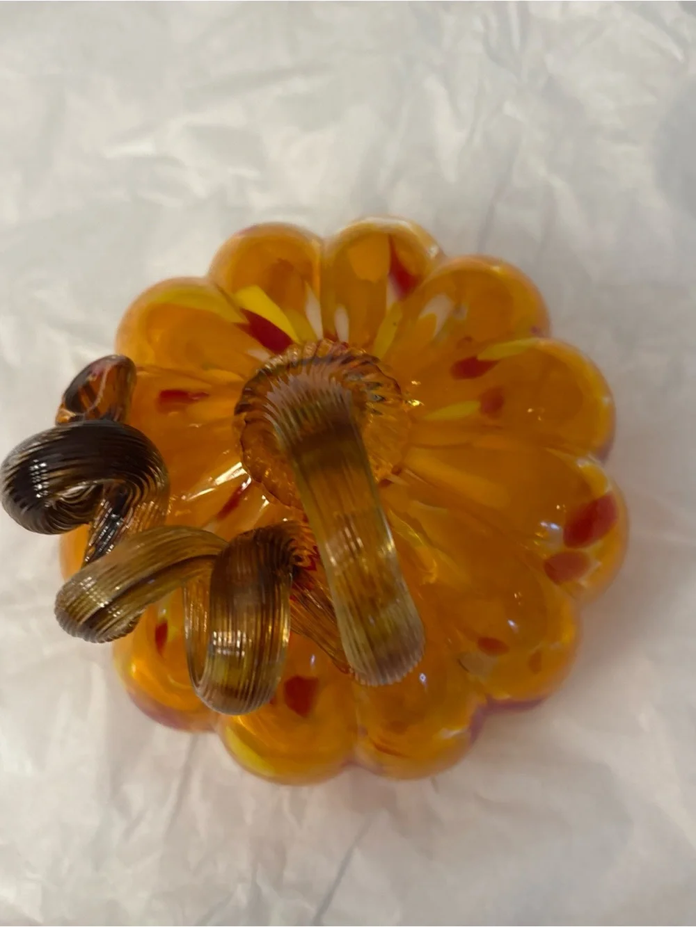 Hand-Blown Art Glass Small Pumpkin Orange Mini 5”